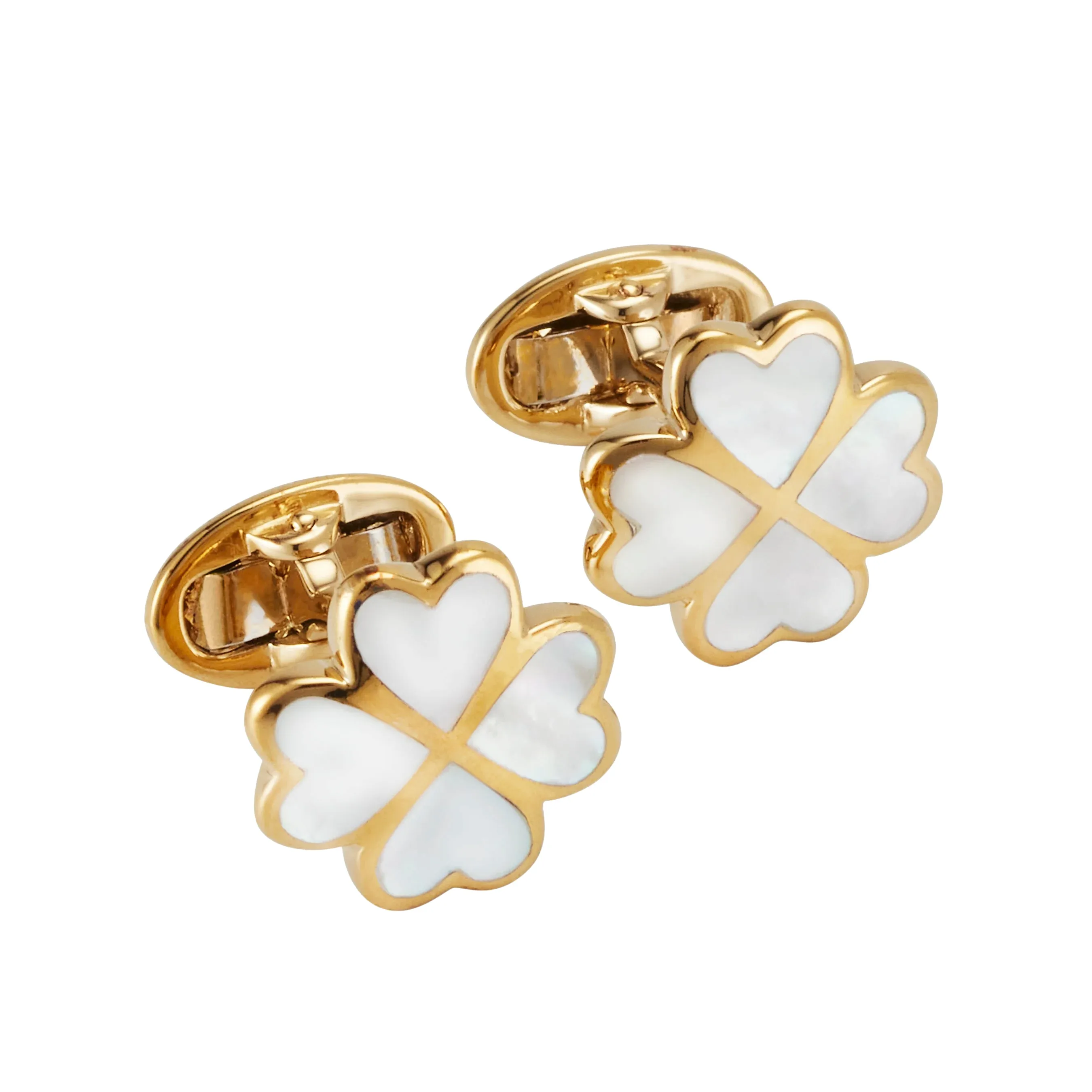 Lucky Four Leaf Clover Gold Vermeil Cufflinks