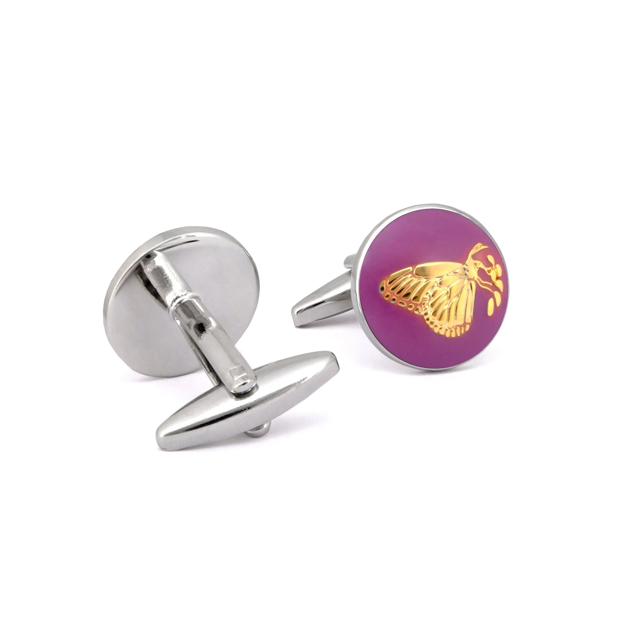 MarZthomson Botanic Series - Round Gold Butterfly Cufflinks