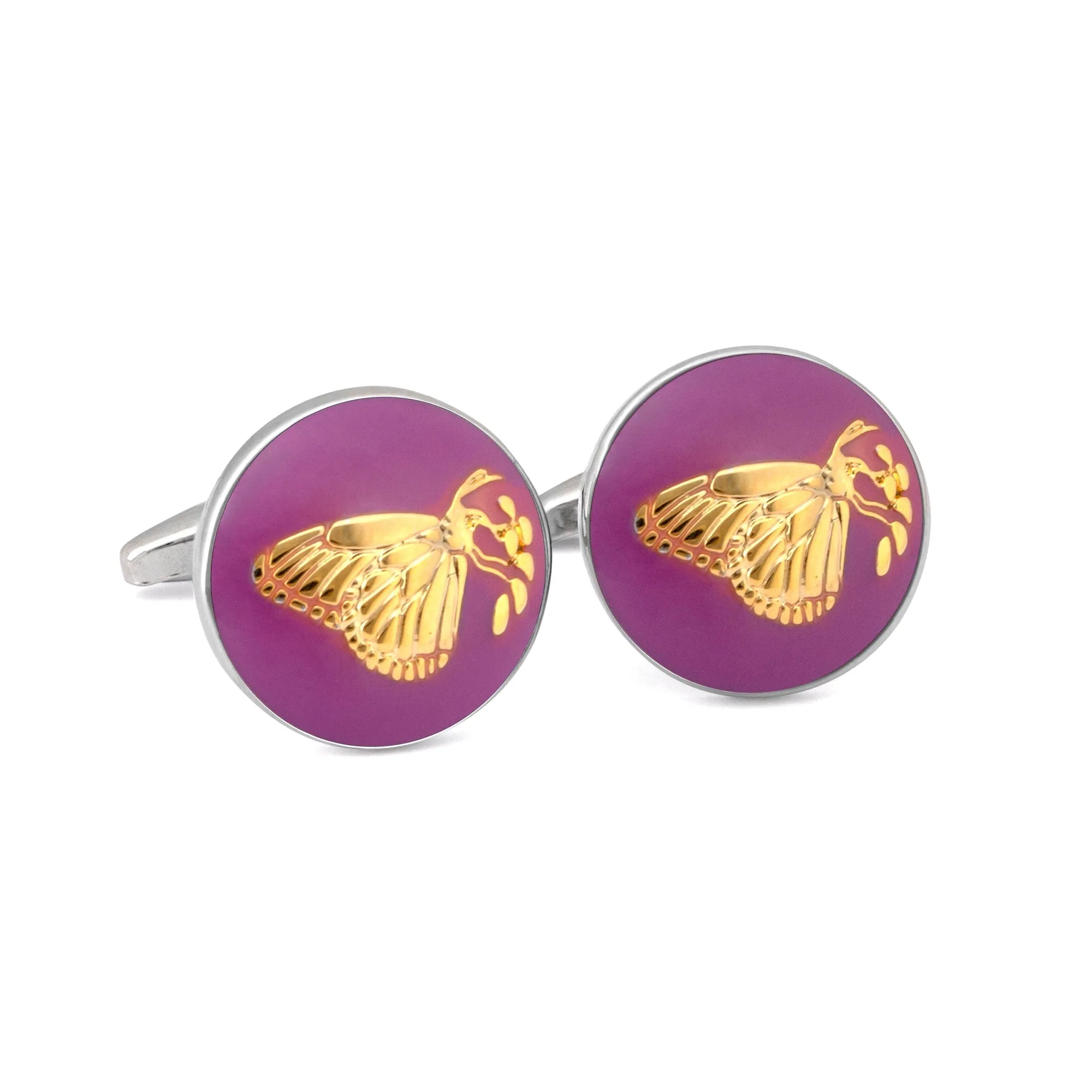 MarZthomson Botanic Series - Round Gold Butterfly Cufflinks