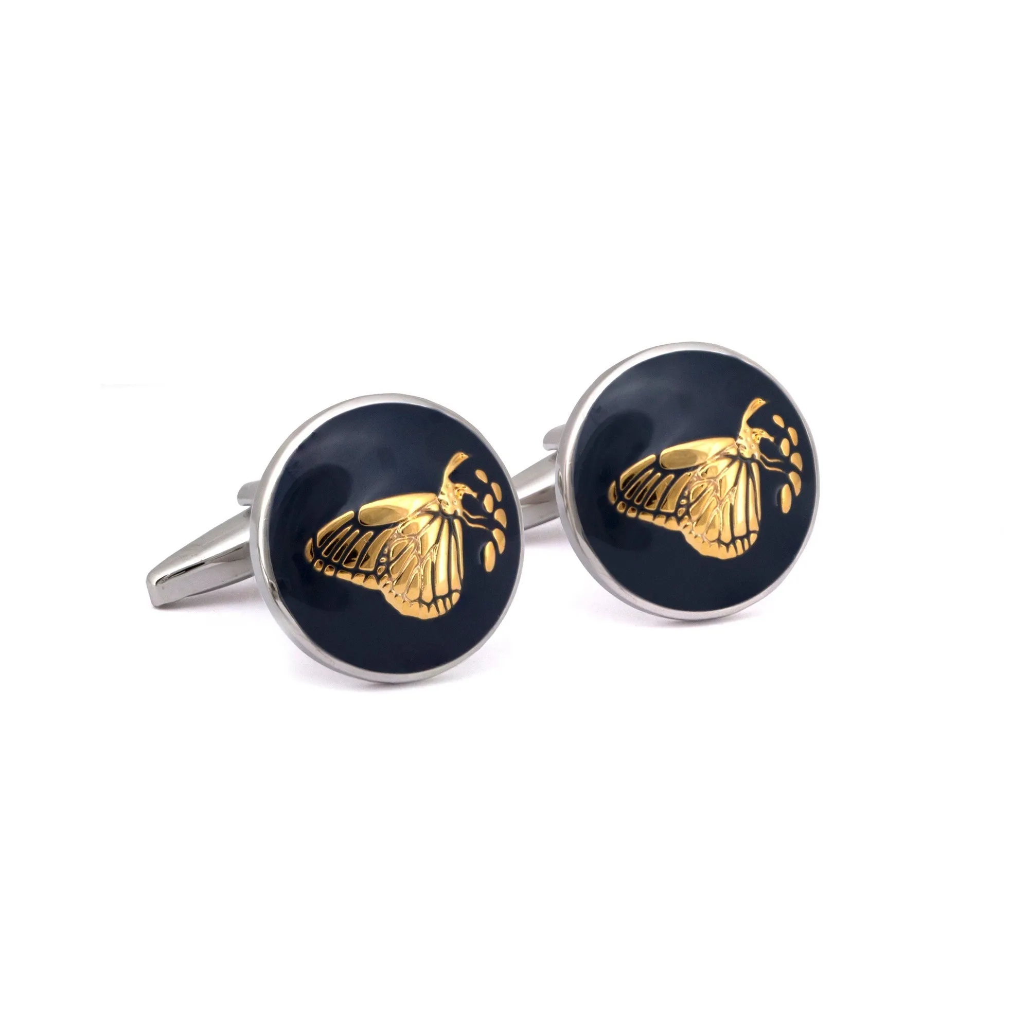 MarZthomson Botanic Series - Round Gold Butterfly Cufflinks