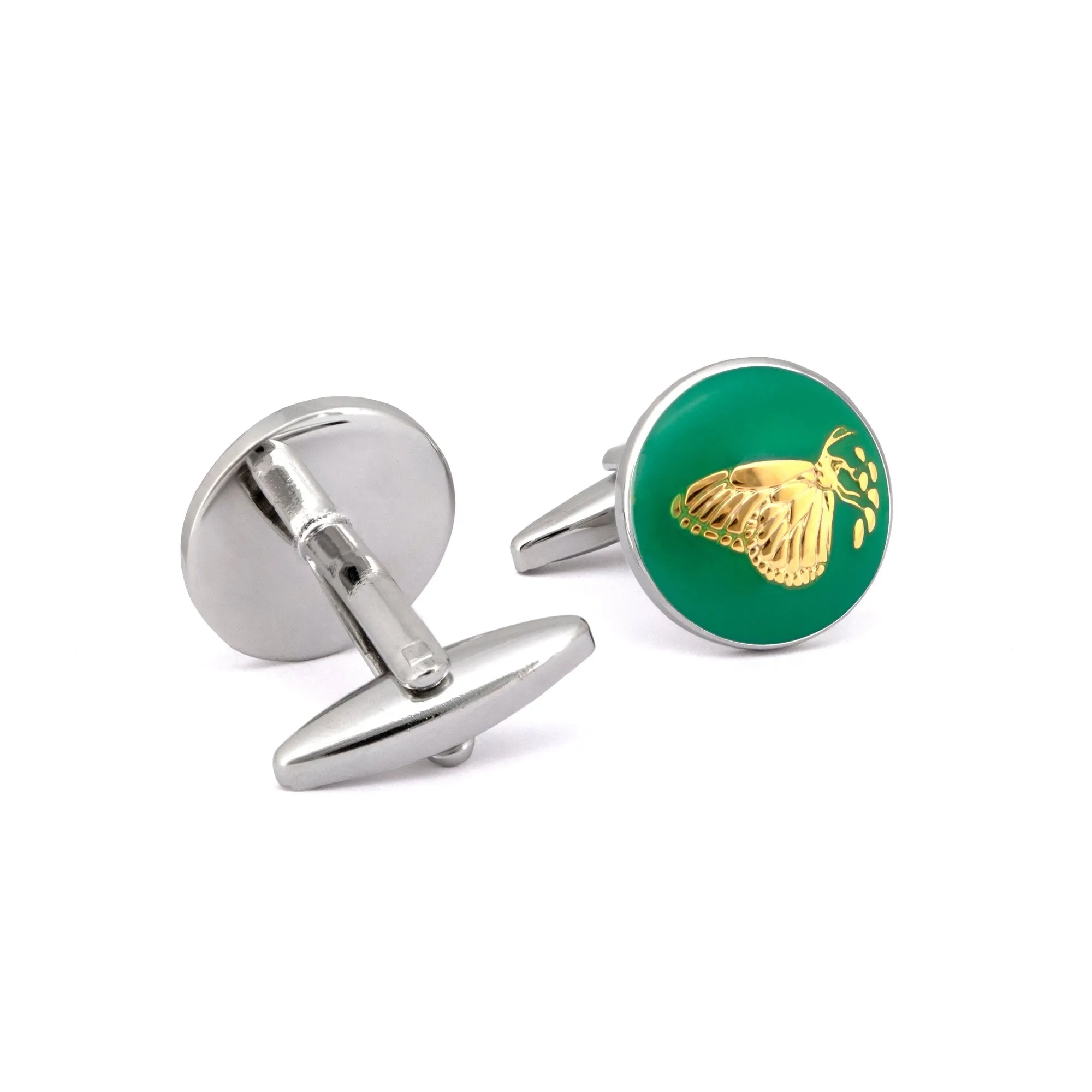 MarZthomson Botanic Series - Round Gold Butterfly Cufflinks