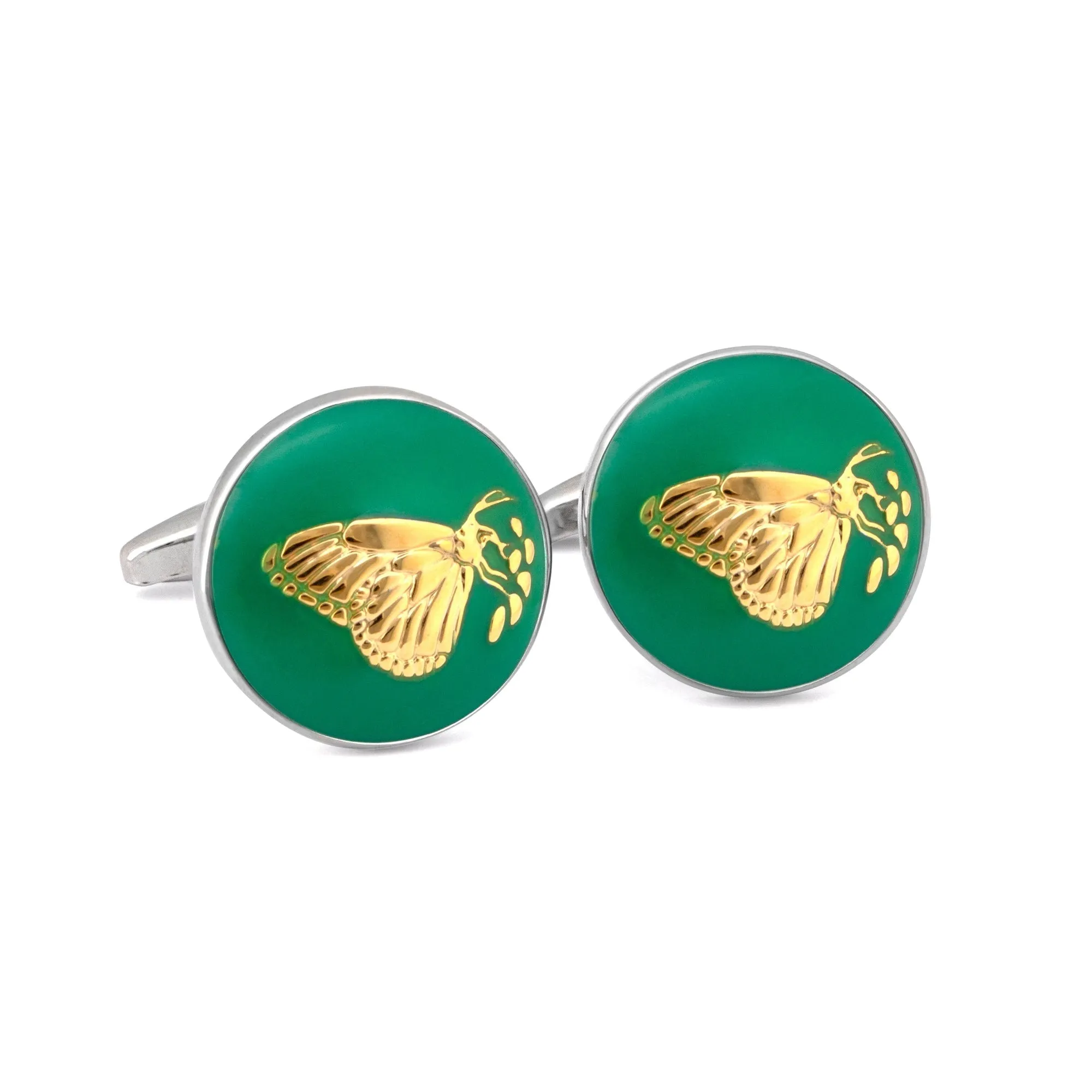 MarZthomson Botanic Series - Round Gold Butterfly Cufflinks