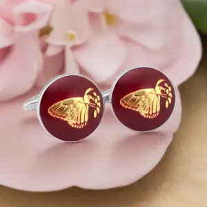 MarZthomson Botanic Series - Round Gold Butterfly Cufflinks