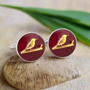 MarZthomson Botanic Series - Round Gold Sunbird Cufflinks