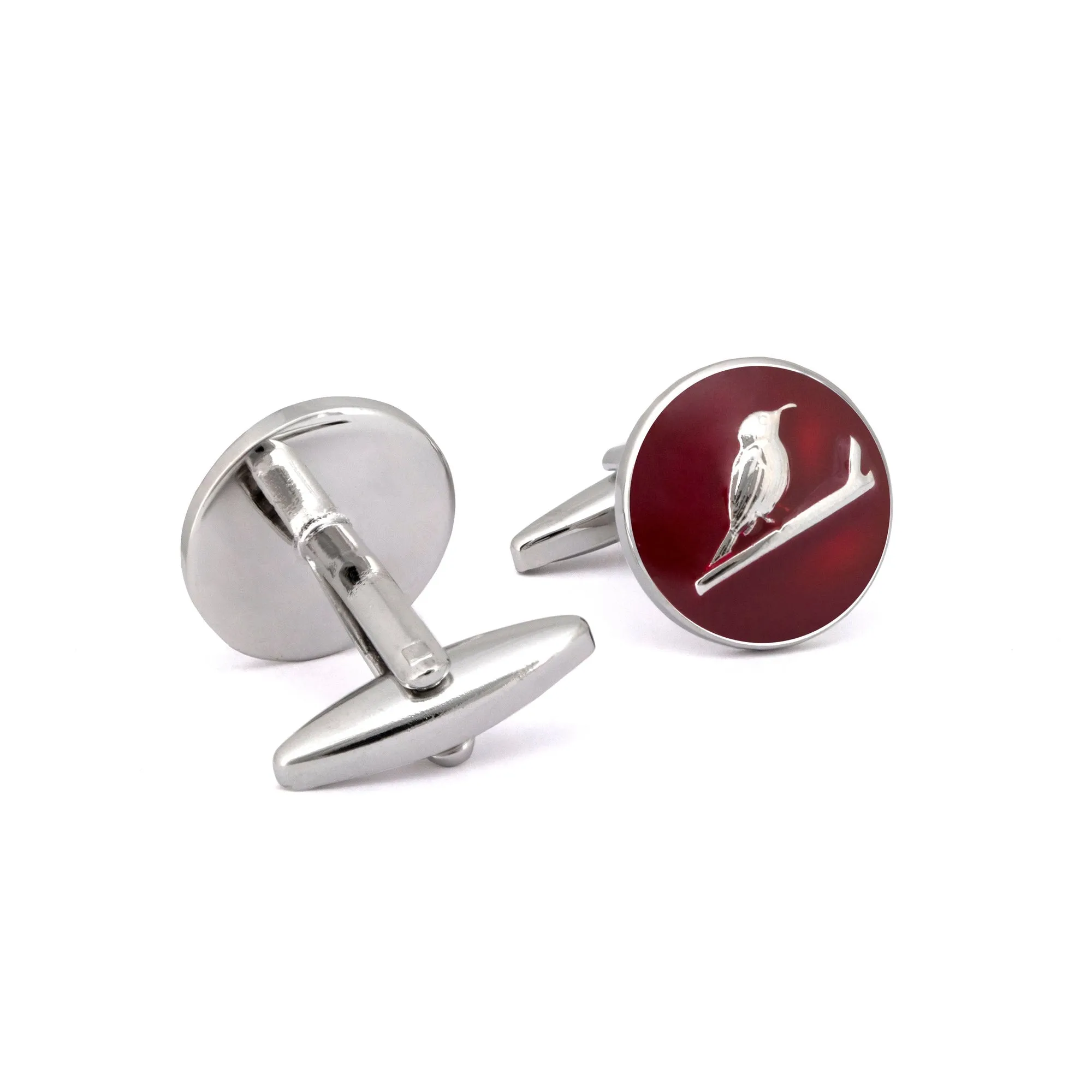 MarZthomson Botanic Series - Round Silver Sunbird Cufflinks