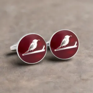 MarZthomson Botanic Series - Round Silver Sunbird Cufflinks