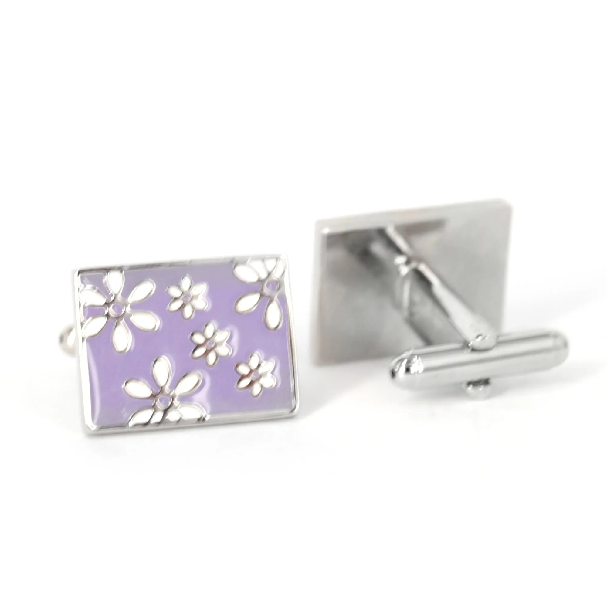 MarzthomsonRectangle Florist Design - Purple cufflinks (Online Exclusive)