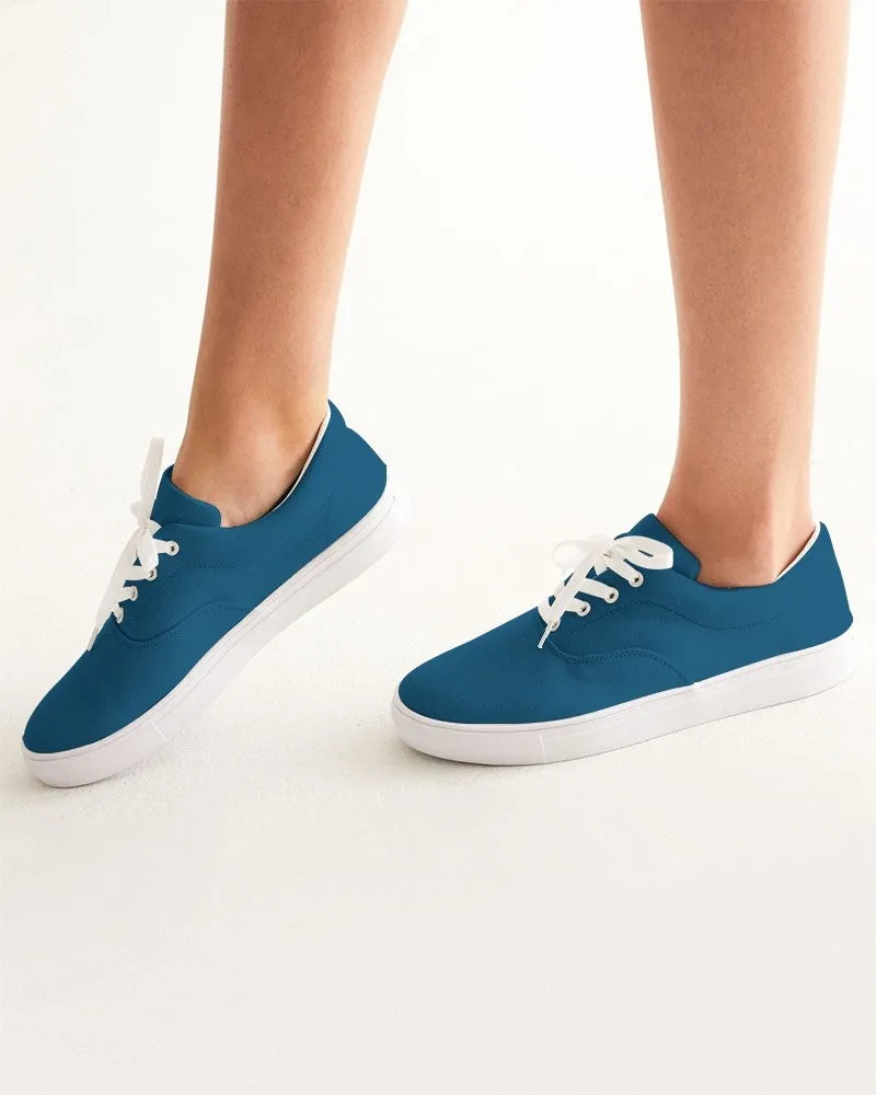 Medium Dark Blue Cyan Women's Canvas Sneakers | Women's | Medium Dark Pure Blue Cyan | C100M25Y0K60