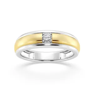 Men's Ring with 0.05ct of Diamonds in 9ct Yellow Gold and Sterling Silver Accents