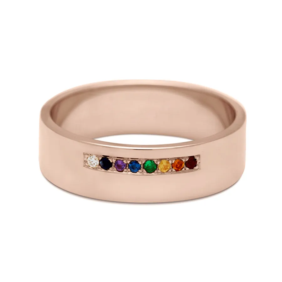 Meridian Rainbow Band - 14k Gold & Rainbow Sapphires, 6mm