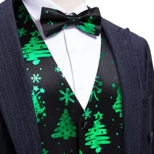 Midnight Black & Evergreen Christmas Tree Waistcoat Set