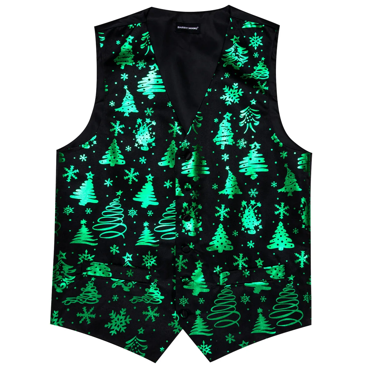 Midnight Black & Evergreen Christmas Tree Waistcoat Set