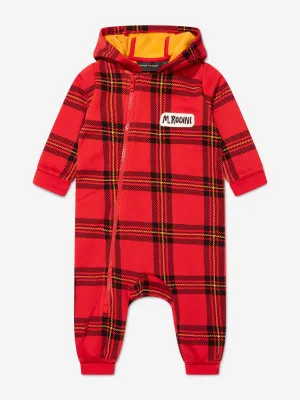 Mini Rodini Baby Organic Cotton Check Onesie in Red