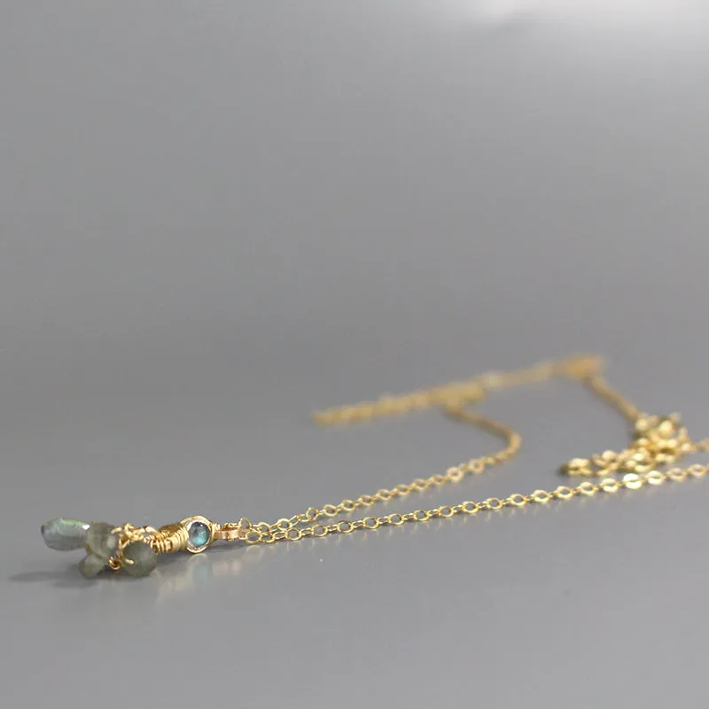 Minimalist Labradorite Drop Necklace