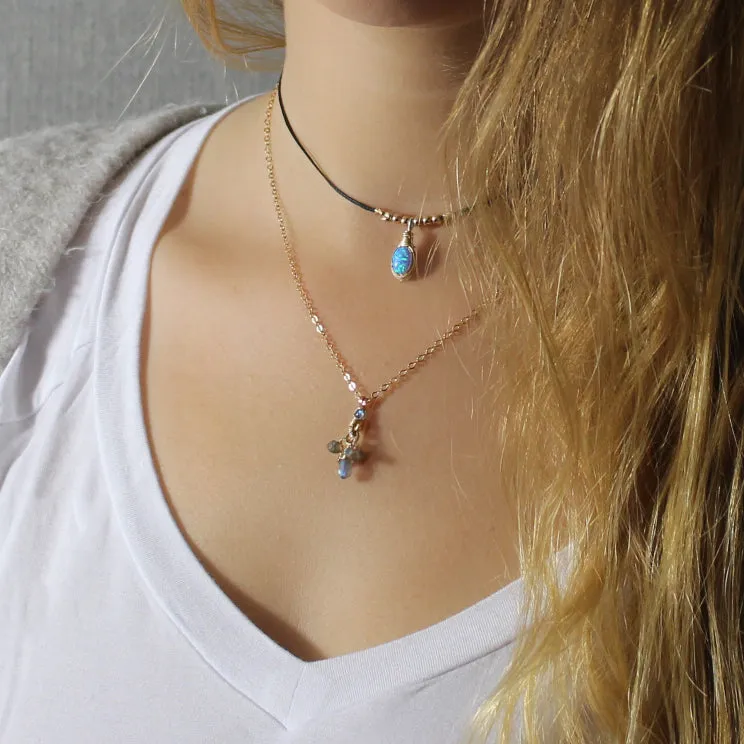 Minimalist Labradorite Drop Necklace