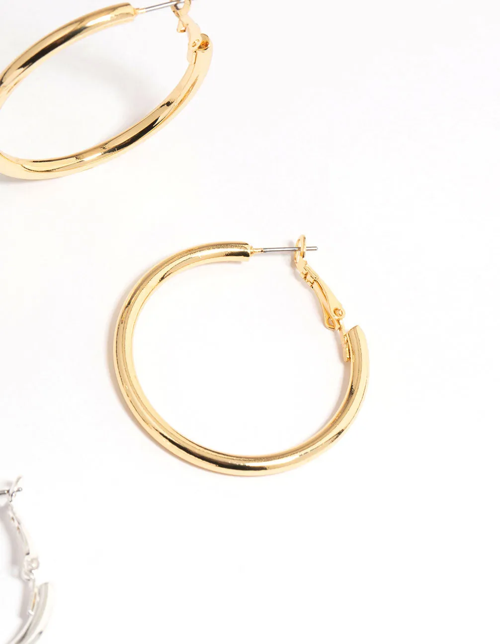 Mixed Metals Basic Thick Hoop Earrings 3-Pack