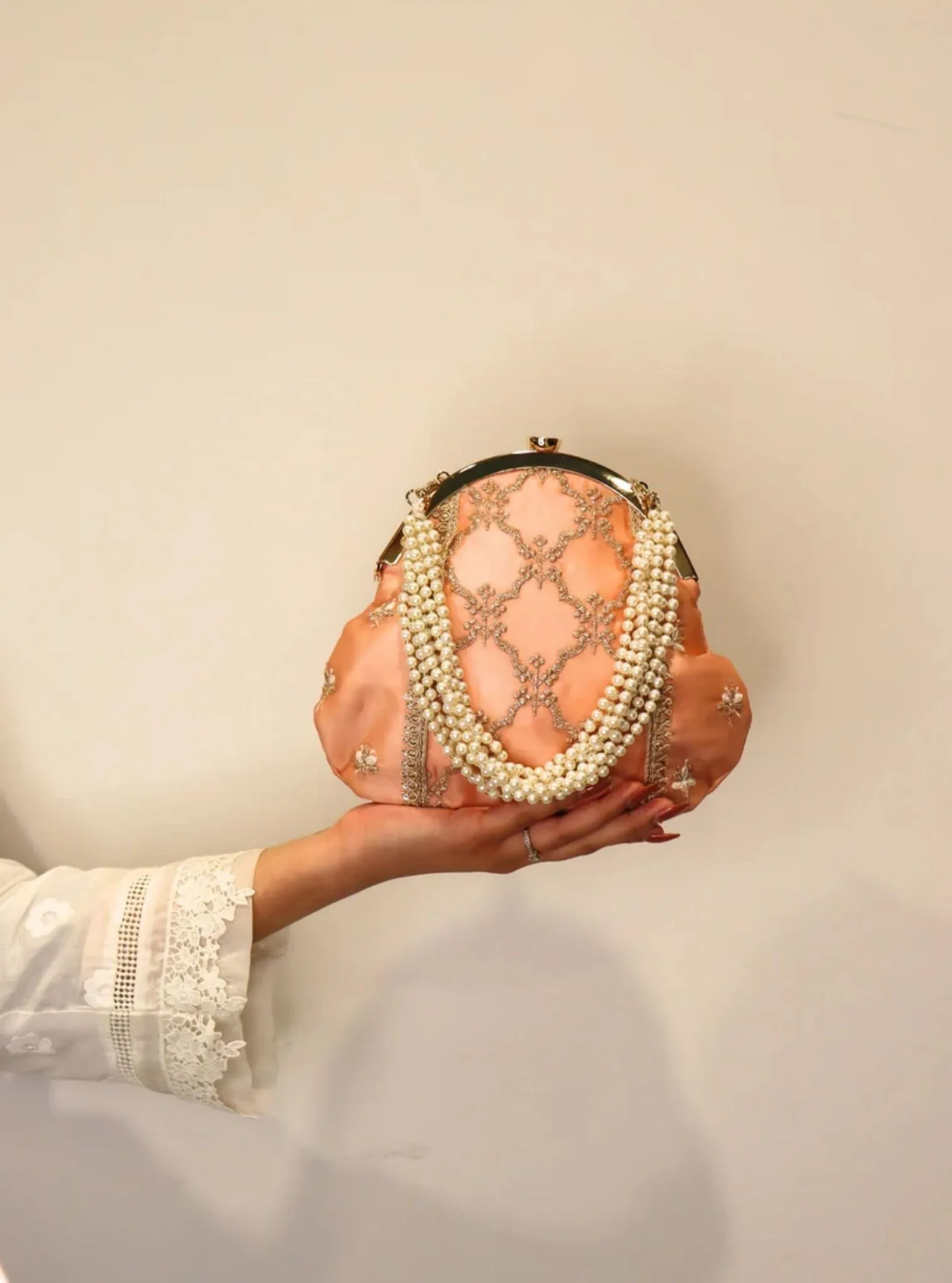 Mulmul Jashan Pink Clutch Bag