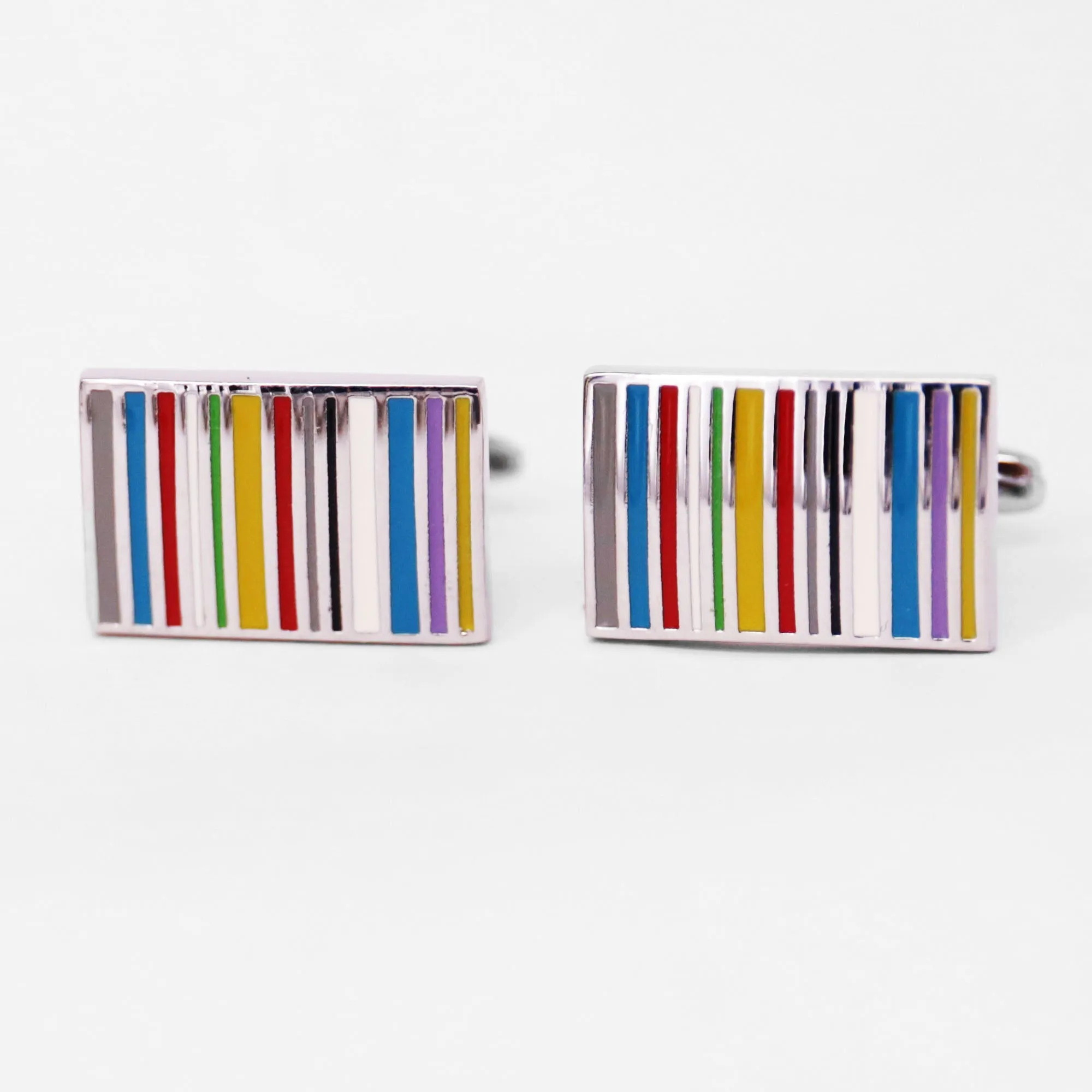 Multi Color Rectangle Vertical Stripe Cufflinks