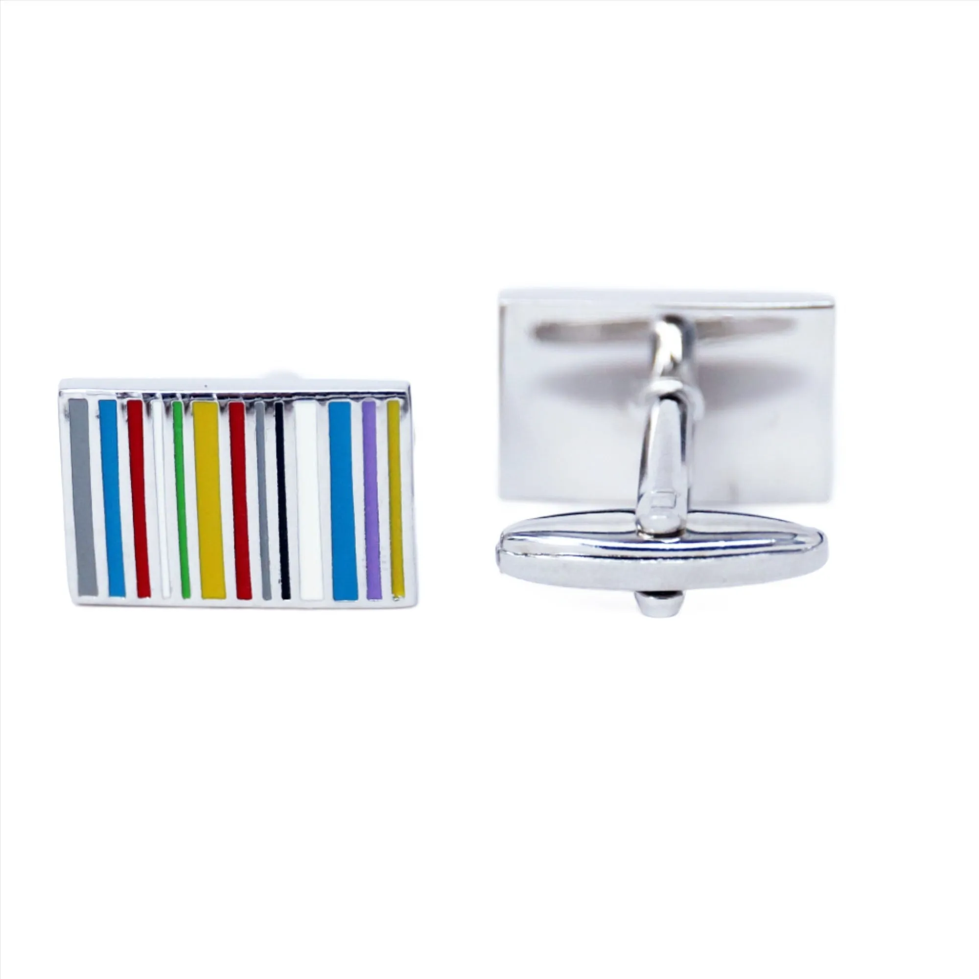 Multi Color Rectangle Vertical Stripe Cufflinks