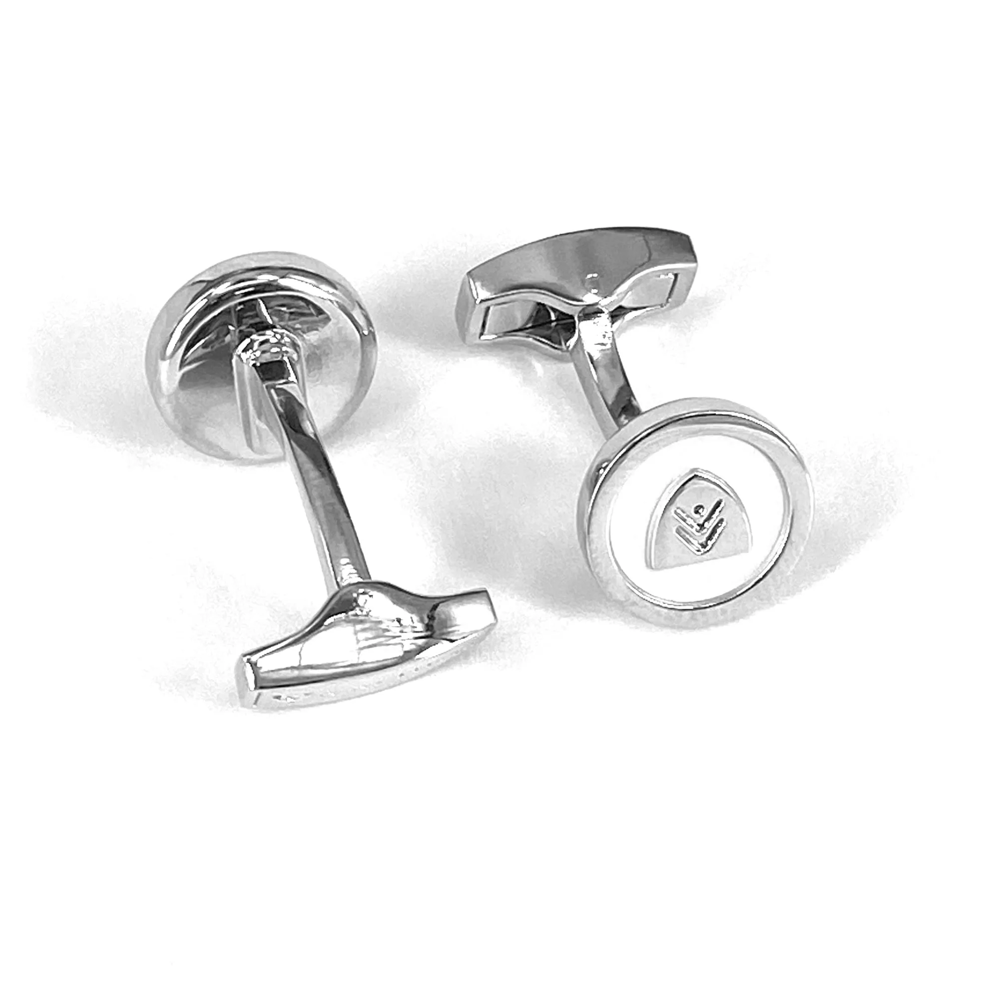 Numbers White Silver Cufflinks with Clip-On Button Covers