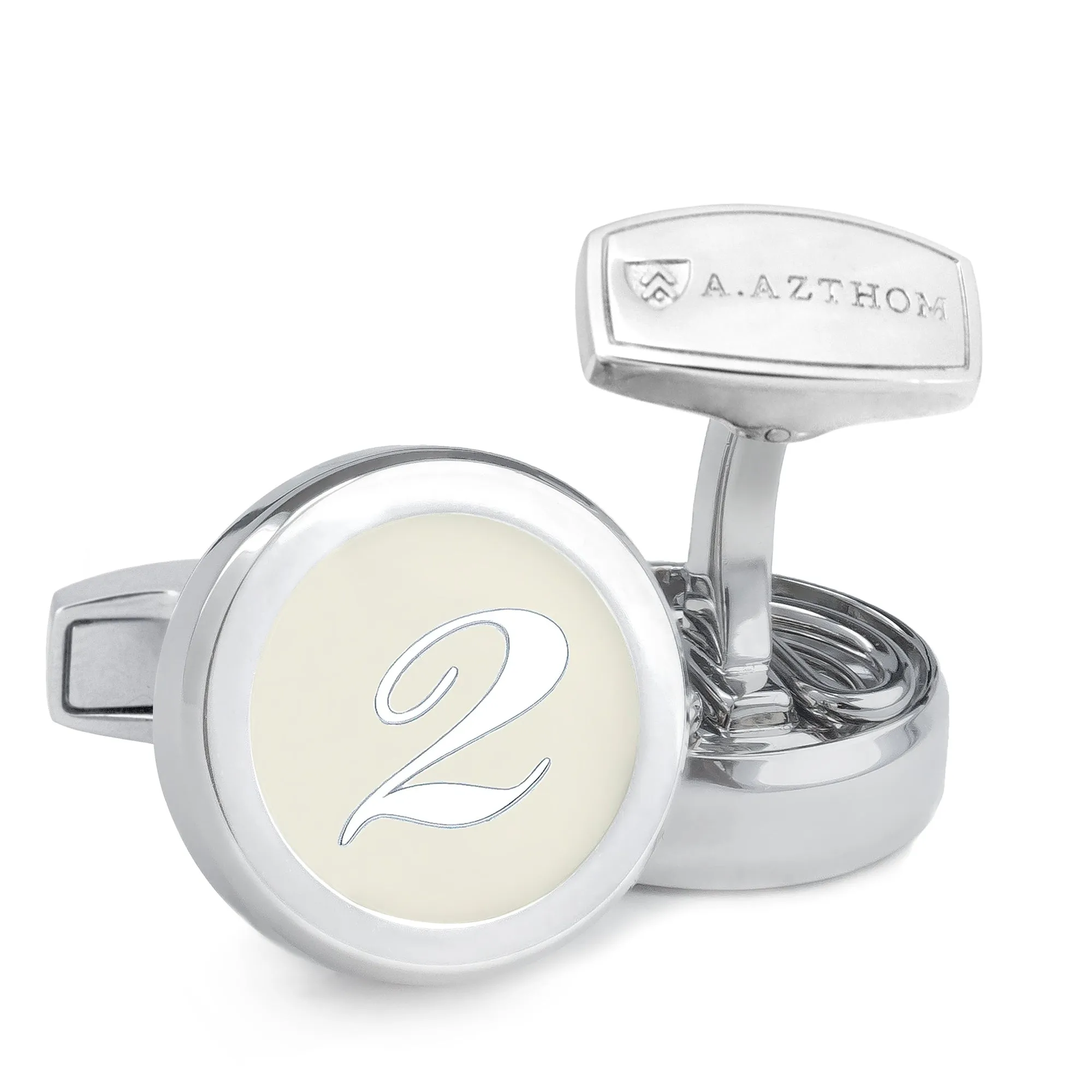 Numbers White Silver Cufflinks with Clip-On Button Covers