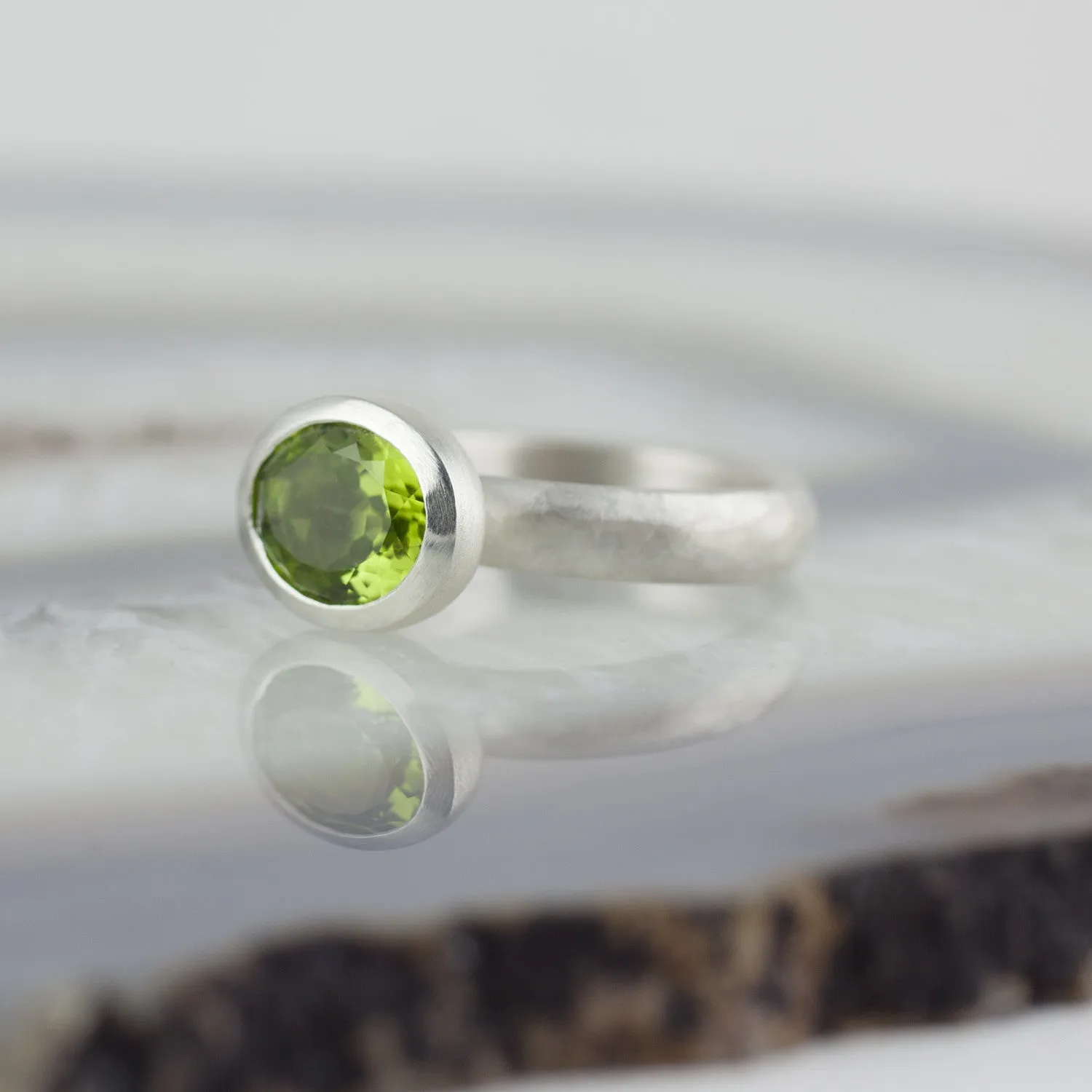 Oval Peridot Stone Set Ring