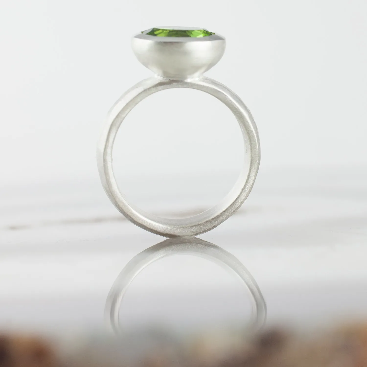 Oval Peridot Stone Set Ring