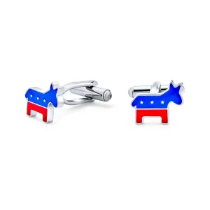 Patriotic USA Donkey Elephant Shirt Cufflink for Men Democrat Republican Symbol