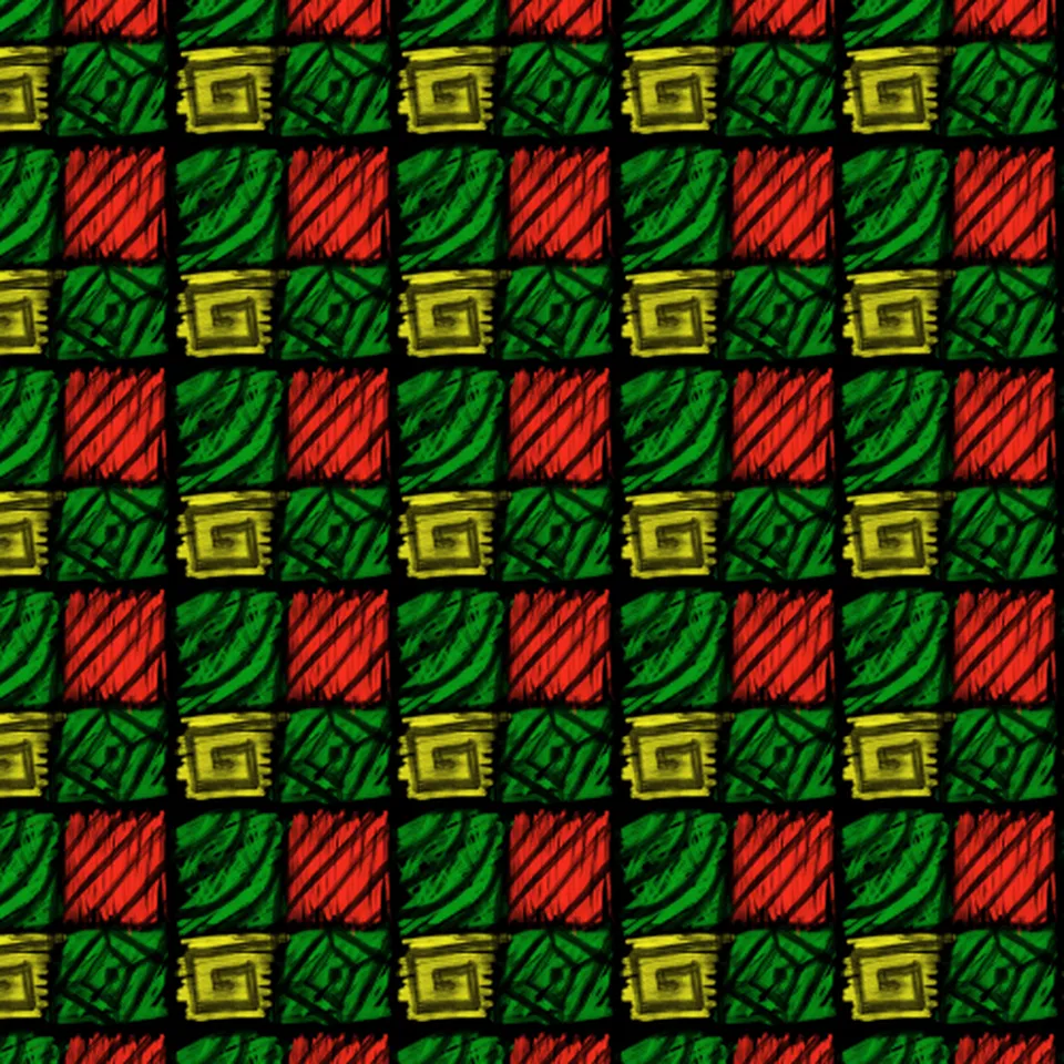 Permanent Vinyl -Rasta Kente Squares- Permanent Vinyl / Printed Permanent Vinyl