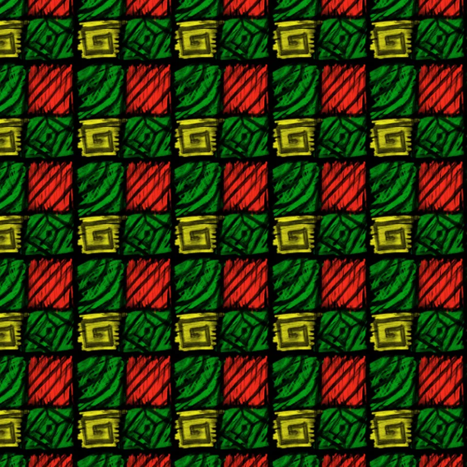 Permanent Vinyl -Rasta Kente Squares- Permanent Vinyl / Printed Permanent Vinyl