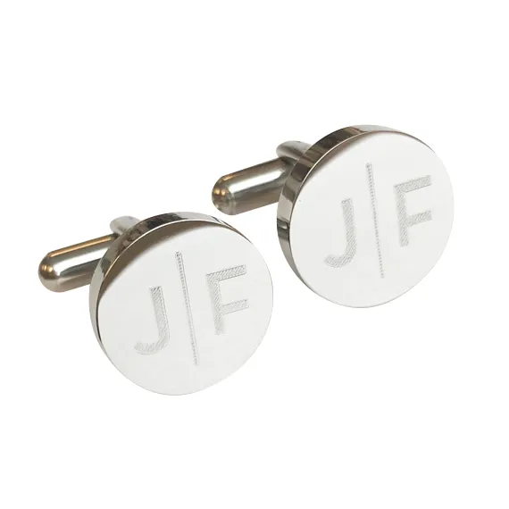 Personalised Engraved Split Letter Round Gold Cufflinks