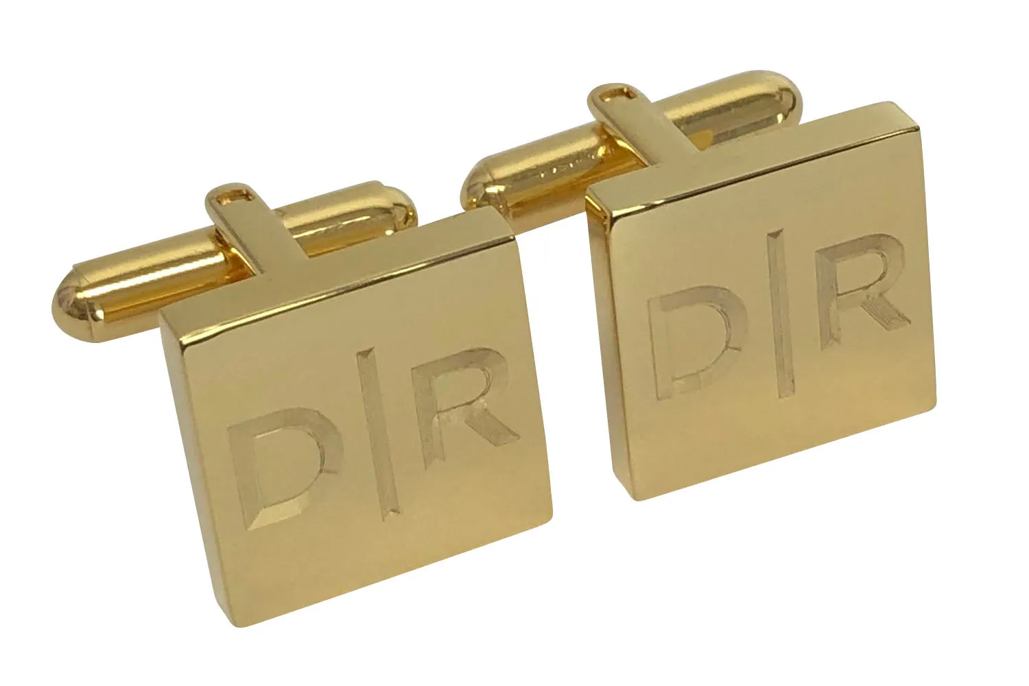 Personalised Engraved Split Letter Square Gold Cufflinks