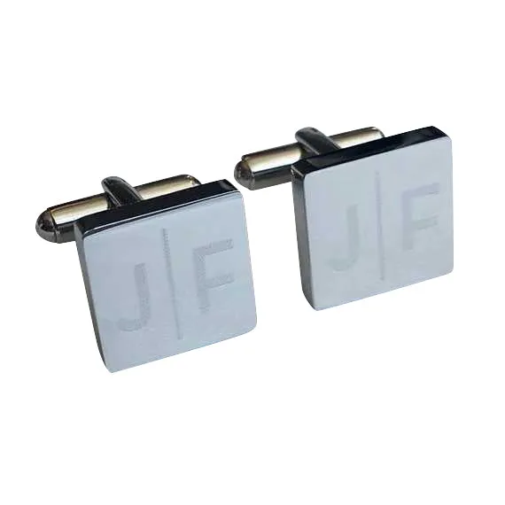 Personalised Engraved Split Letter Square Gold Cufflinks