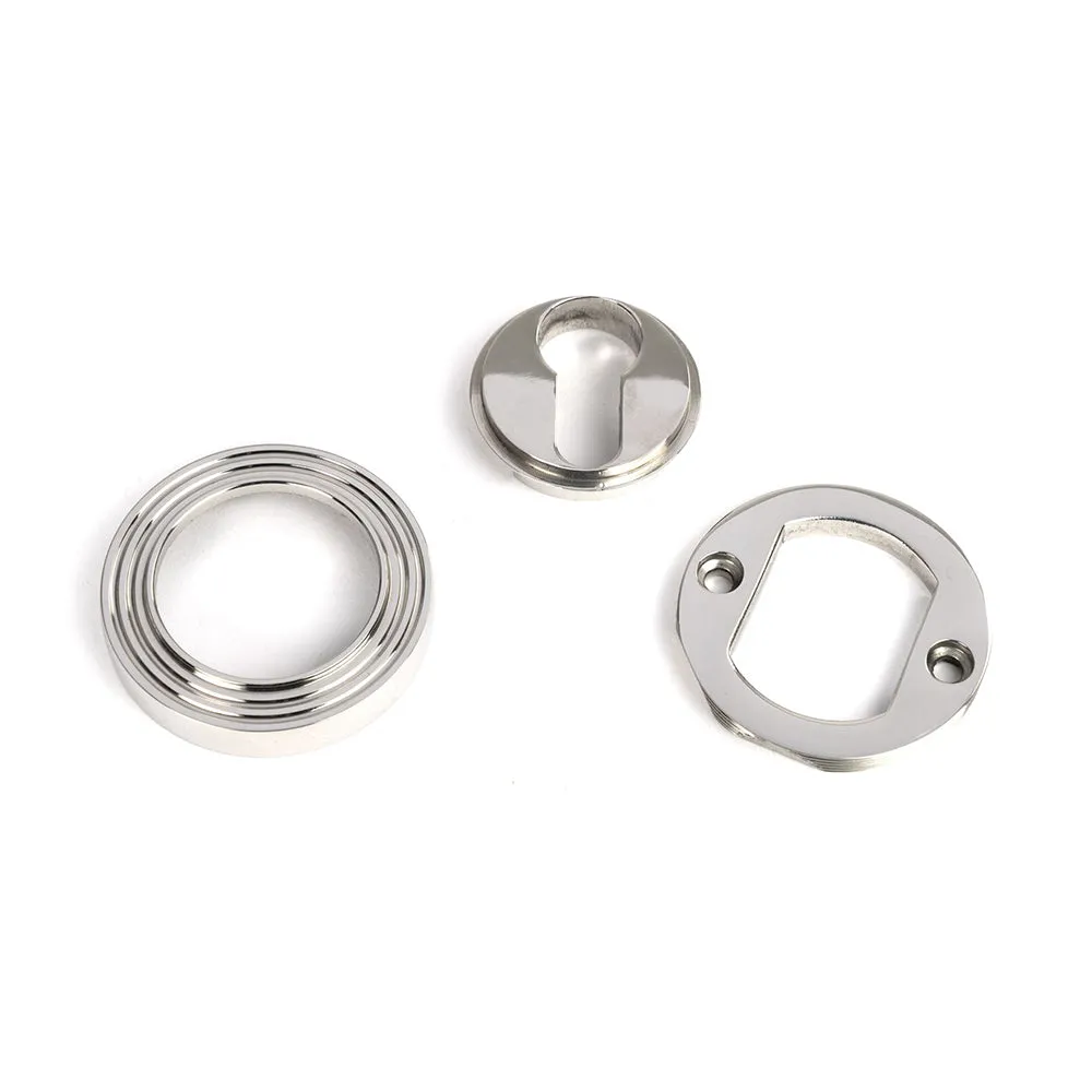 Polished Stainless Steel Concealed Round Beehive Euro Escutcheon