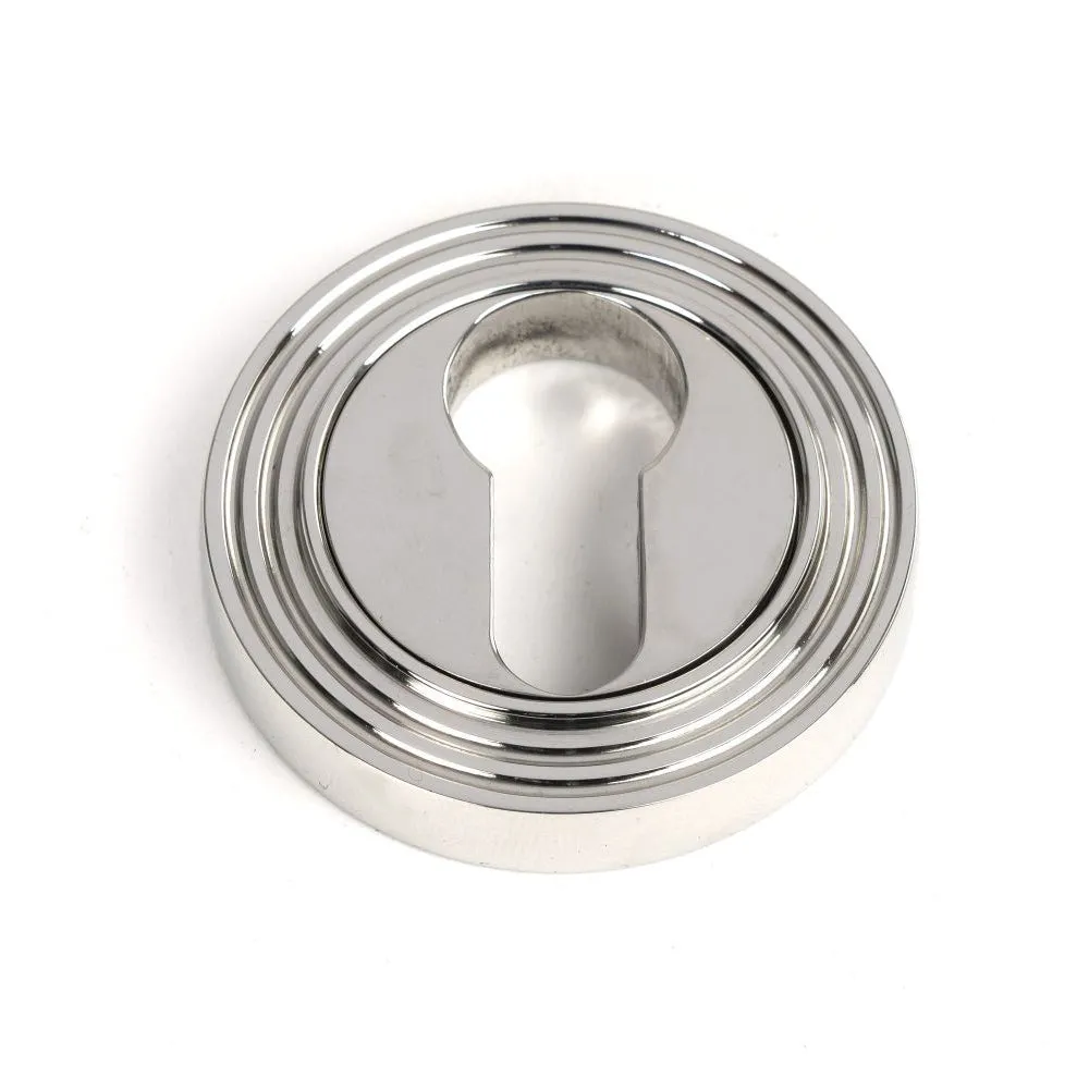 Polished Stainless Steel Concealed Round Beehive Euro Escutcheon