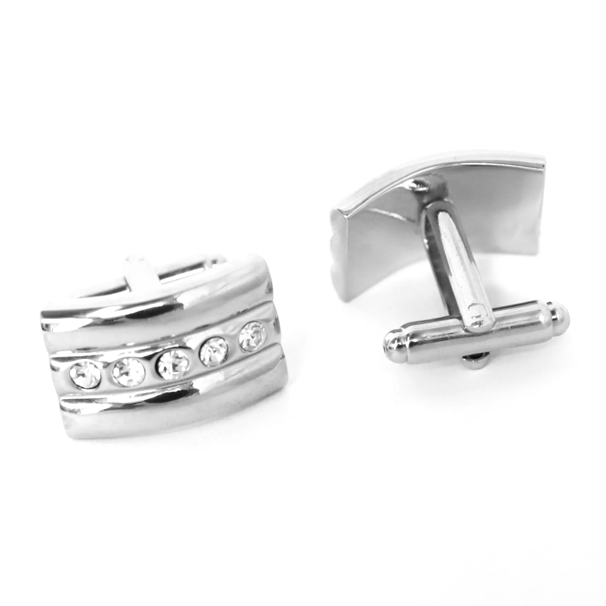 Rectangular Cufflinks With 5 Crystals (Online Exclusive)