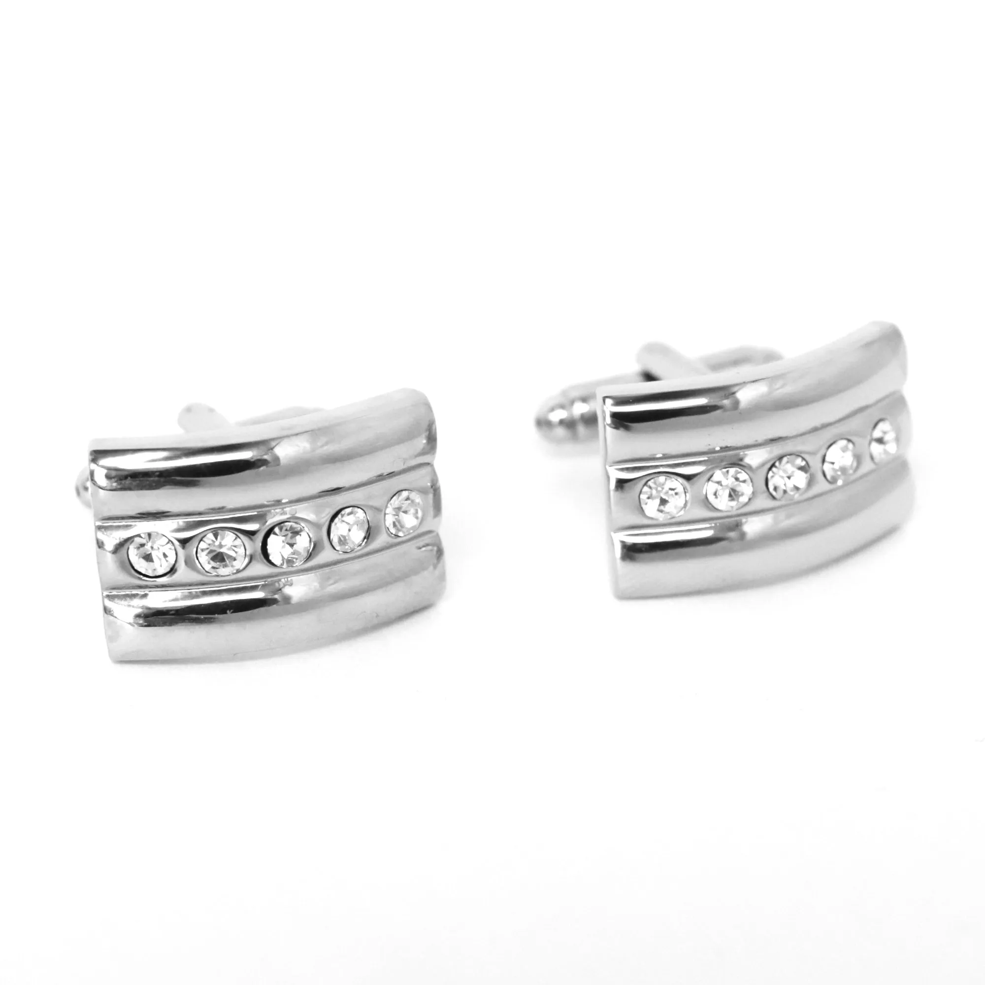 Rectangular Cufflinks With 5 Crystals (Online Exclusive)