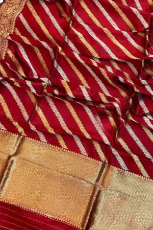 Red Banarasi Katan Silk Jaal Dupatta