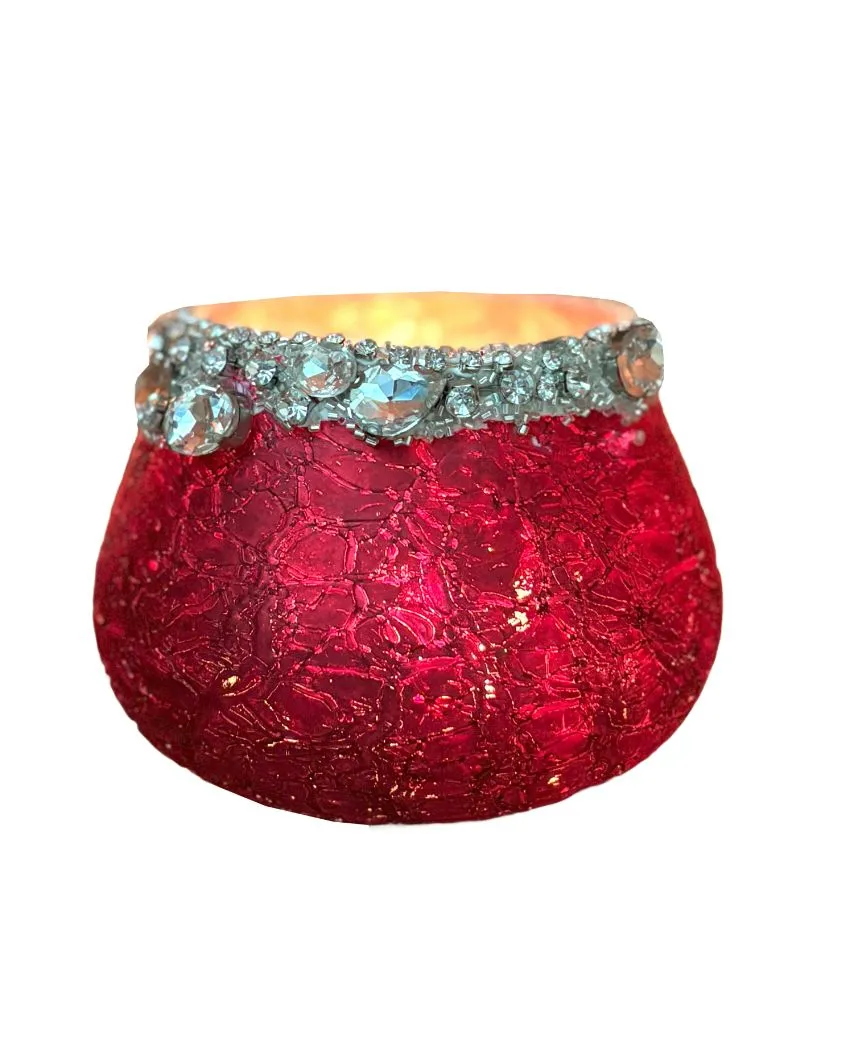 Red Glass Votives in a Charming Gift Box | Set of 2 | 4 x 4 inches