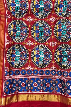 Red Handloom Patan Patola Double Ikat Silk Saree