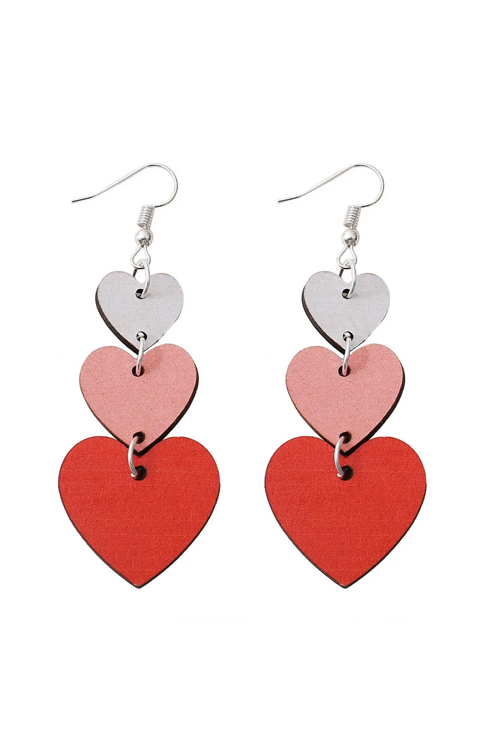 Red Valentines Day Heart Shaped Tiered Dangle Earring