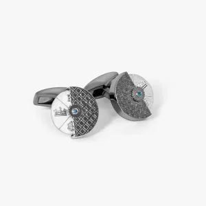 Regalia Spinning Disc Cufflinks In Black Rhodium Plated Silver