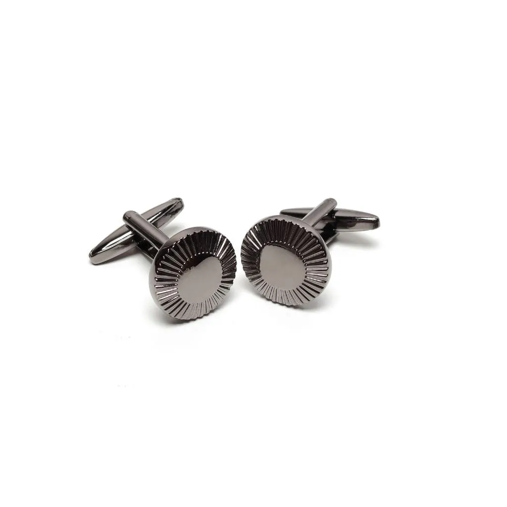 Round Iris Cufflinks Gunmetal