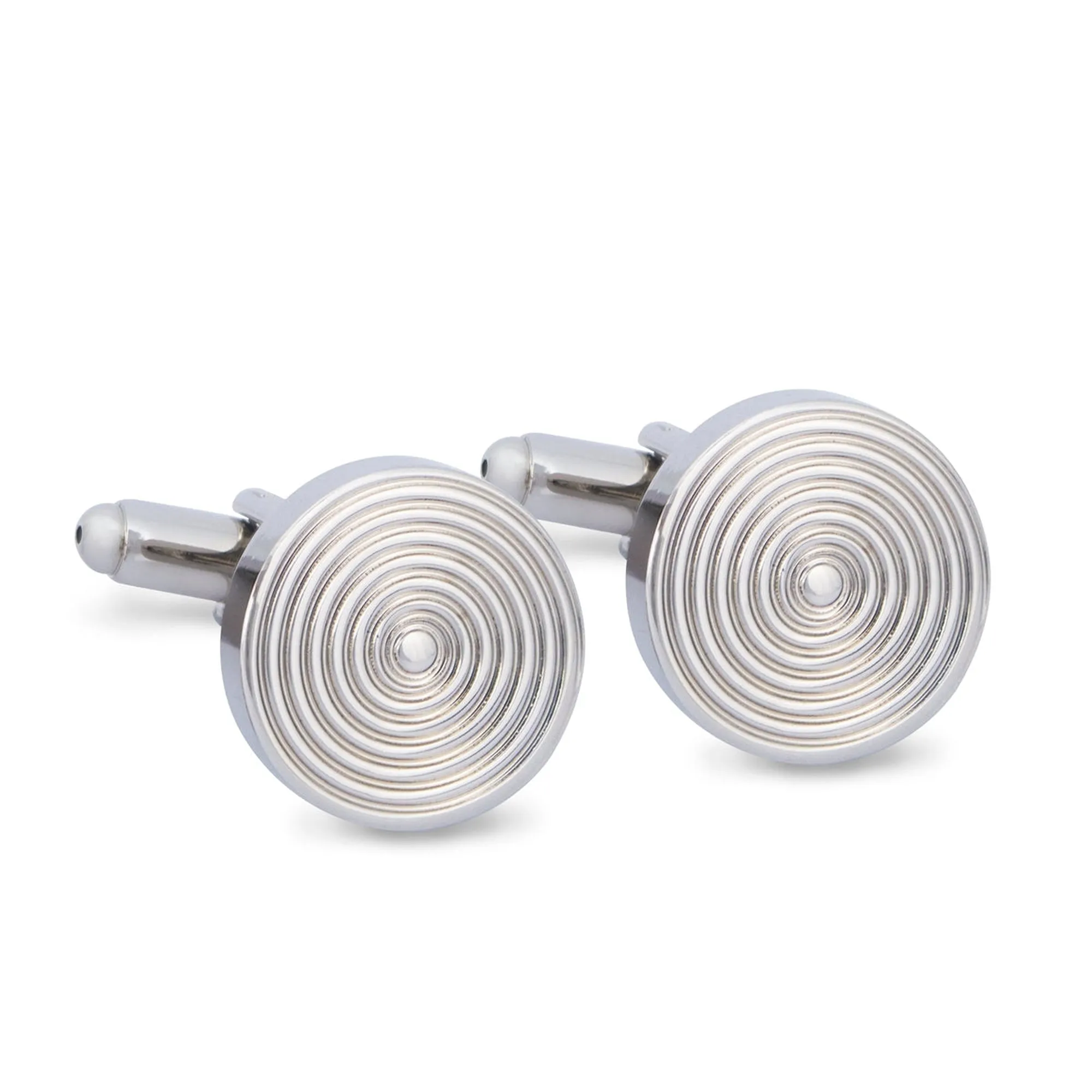 Round Spiral Cufflinks in Silver