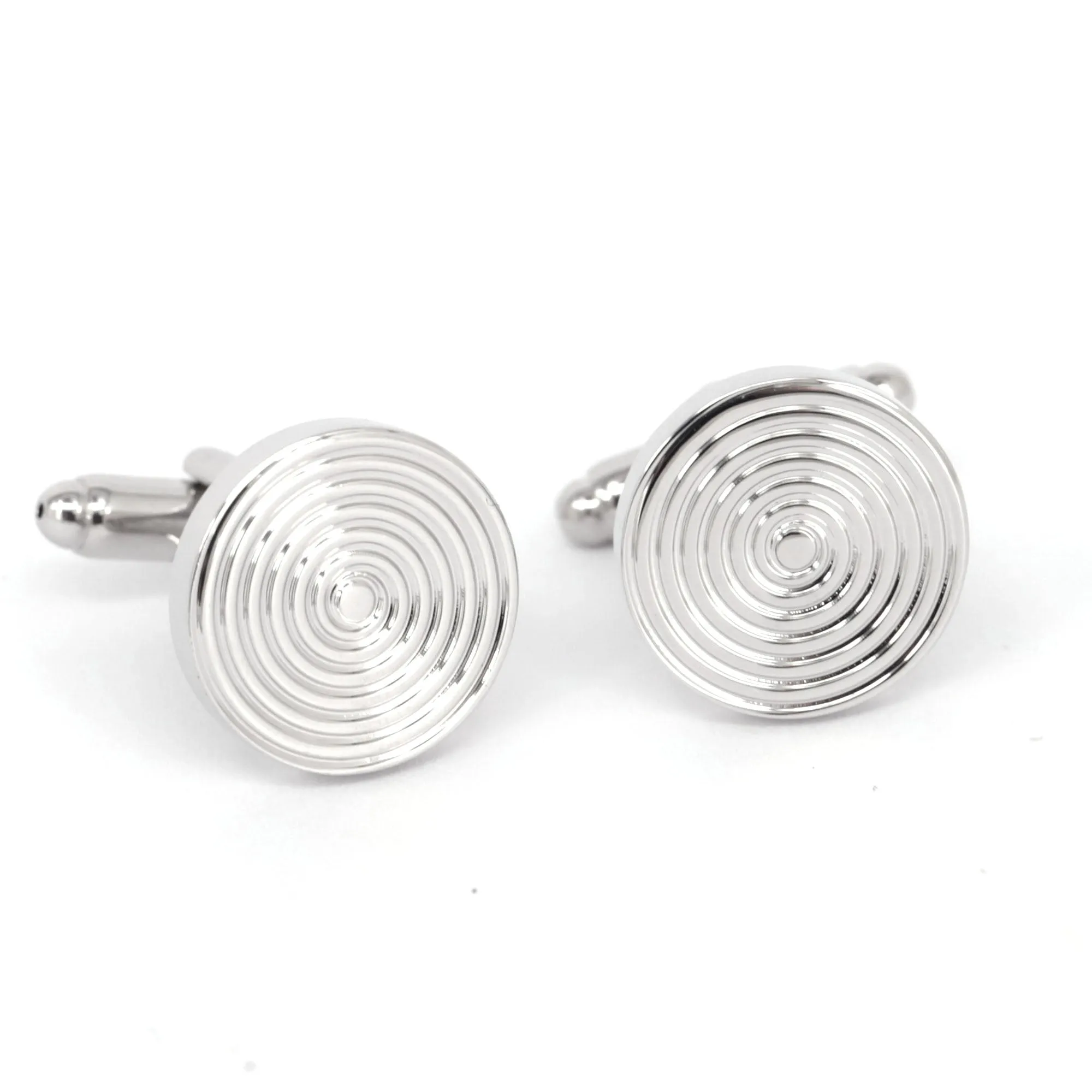 Round Spiral Cufflinks in Silver