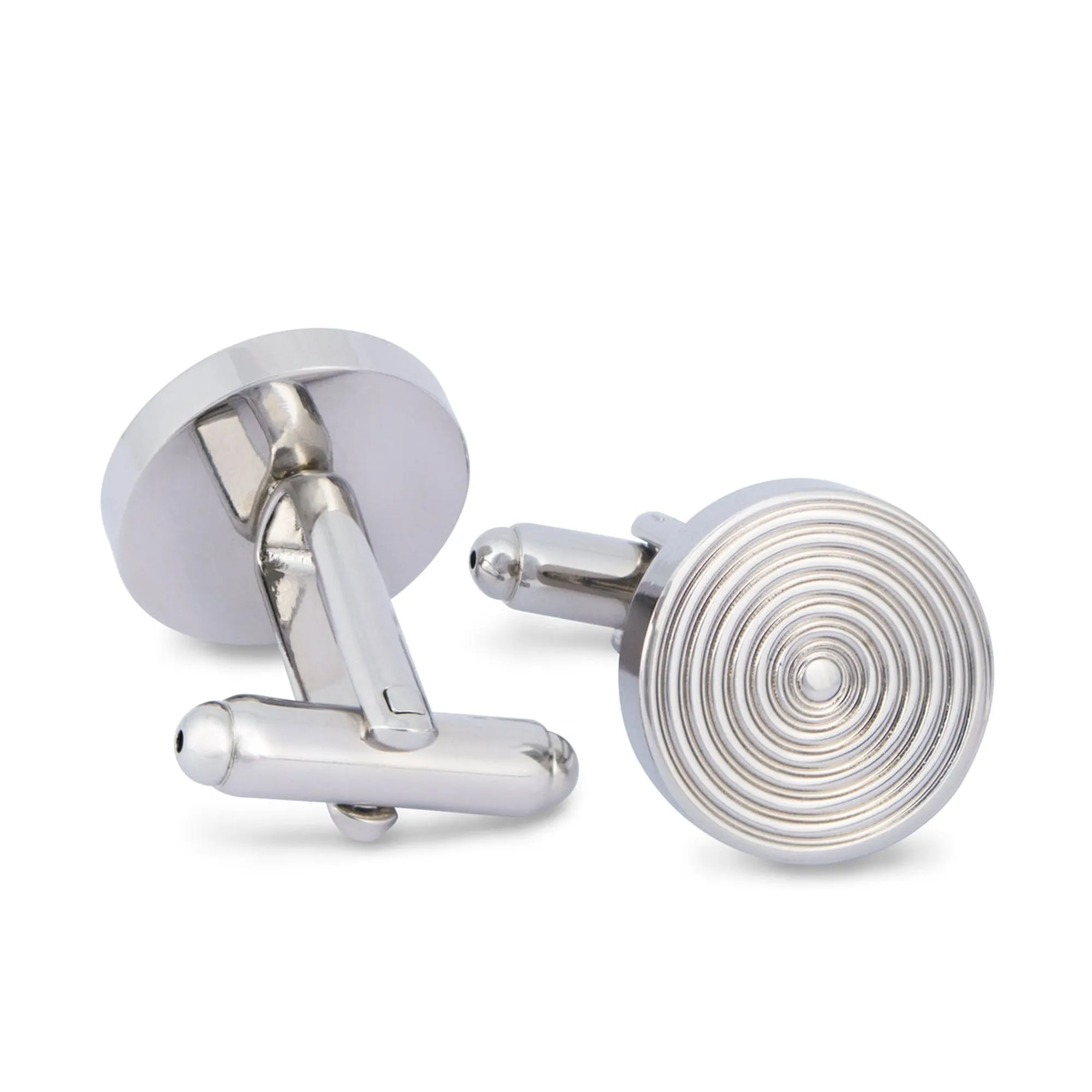 Round Spiral Cufflinks in Silver