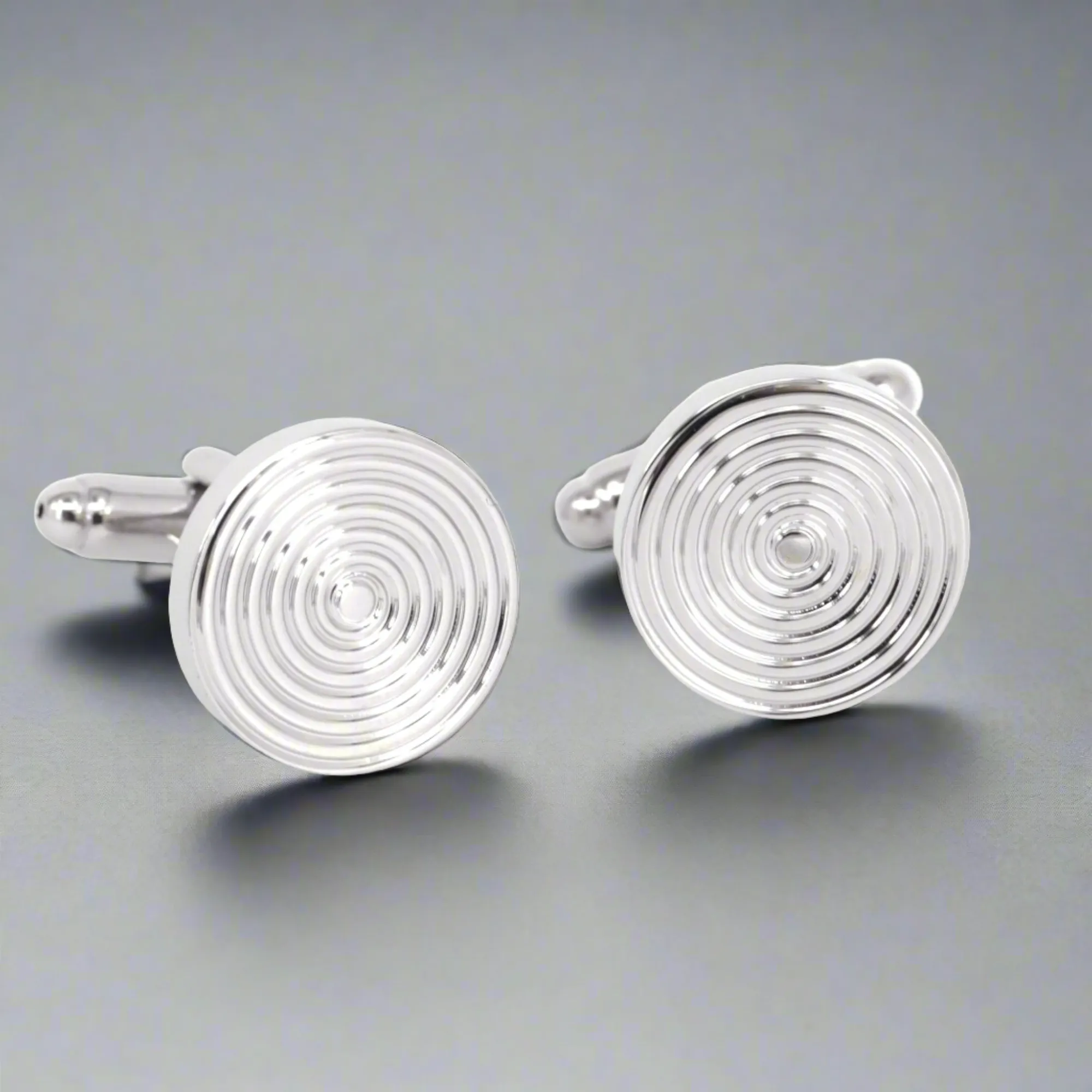 Round Spiral Cufflinks in Silver