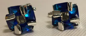 Royal Blue Crystal Cuff Links