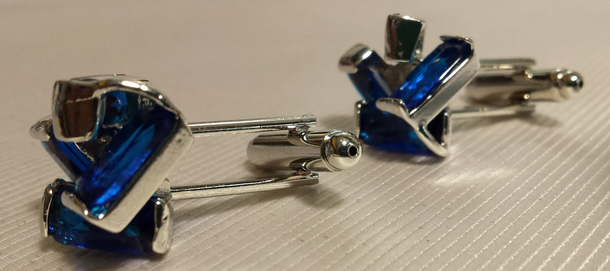 Royal Blue Crystal Cuff Links