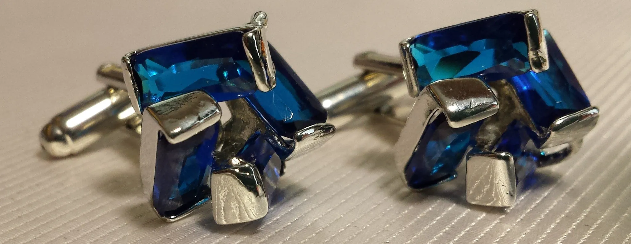 Royal Blue Crystal Cuff Links